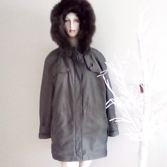 Pendleton Parka with Real Fox Fur Hood Trim Women's Size L Bust 48" ( Doubled) - Picture 1 of 8